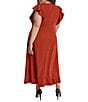 Donna Karan DKNY by Donna Karan Plus Size Salon Stretch Ruffle Cap Sleeve Midi Dress, Color:Cinnamon - Image 2