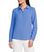 DKNY by Donna Karan Point Collar 3/4 Roll-Tab Sleeve Button Front Shirt - Image 1