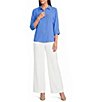 DKNY by Donna Karan Point Collar 3/4 Roll-Tab Sleeve Button Front Shirt - Image 3