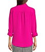 Donna Karan DKNY by Donna Karan Point Collar Roll-Tab Long Sleeve Button Front Shirt, Color:Fuchsia - Image 2