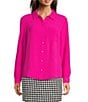 Donna Karan DKNY by Donna Karan Point Collar Roll-Tab Long Sleeve Button Front Shirt, Color:Fuchsia - Image 3