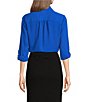 Donna Karan DKNY by Donna Karan Point Collar Roll-Tab Sleeve Button Front Shirt, Color:Classic Blue - Image 2