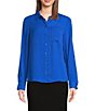 Donna Karan DKNY by Donna Karan Point Collar Roll-Tab Sleeve Button Front Shirt, Color:Classic Blue - Image 3