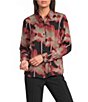 DKNY by Donna Karan Printed Georgette Point Collar Roll Tab Sleeve Shirt - Image 1