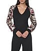 DKNY by Donna Karan Printed Sleeve Sweater Blouse - Image 1