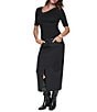 DKNY by Donna Karan Ribbed Knit Studded Asymmetric Neck Short Sleeve Sweater Top - Image 4