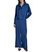 Donna Karan DKNY by Donna Karan Satin Crease Point Collar Twist Button Front Top, Color:Cadet Blue - Image 4