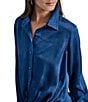 Donna Karan DKNY by Donna Karan Satin Crease Point Collar Twist Button Front Top, Color:Cadet Blue - Image 5