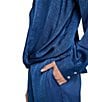 Donna Karan DKNY by Donna Karan Satin Crease Point Collar Twist Button Front Top, Color:Cadet Blue - Image 6