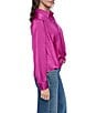 DKNY by Donna Karan Satin Crease Point Collar Twist Button Front Top - Image 3
