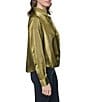 DKNY by Donna Karan Satin Crease Point Collar Twist Button Front Top - Image 6
