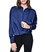 DKNY by Donna Karan Satin Crease Point Collar Twist Button Front Top - Image 1