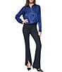 DKNY by Donna Karan Satin Crease Point Collar Twist Button Front Top - Image 4