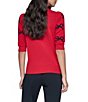 DKNY by Donna Karan Sequin Mini Bow Crew Neck Puff Sleeve Sweater - Image 2