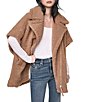 DKNY by Donna Karan Sherpa Asymmetrical Notch Collar Short Sleeve Zip Front Poncho - Image 1