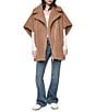 DKNY by Donna Karan Sherpa Asymmetrical Notch Collar Short Sleeve Zip Front Poncho - Image 3