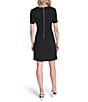 Donna Karan DKNY by Donna Karan Short Sleeve Sheath Color Block Dress With Faux Buttons, Color:Black/Ivory - Image 2