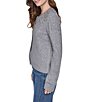 DKNY by Donna Karan Solid Crew Neck Long Sleeve Rhinestone Button Front Cardigan - Image 3