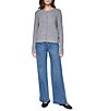 DKNY by Donna Karan Solid Crew Neck Long Sleeve Rhinestone Button Front Cardigan - Image 4