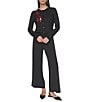 DKNY by Donna Karan Spun Knit Sequin Bow Crew Neck Long Sleeve Sweater Top - Image 4