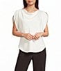 DKNY by Donna Karan Sueded Satin Cowl Neck Short Flutter Sleeve Blouse - Image 1
