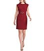 DKNY by Donna Karan Tech Tailoring Crew Neck Cap Sleeve Belted Sheath Dress - Image 1