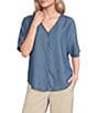 DKNY by Donna Karan Tencel V-Neck Short Sleeve Tunic - Image 1