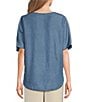 DKNY by Donna Karan Tencel V-Neck Short Sleeve Tunic - Image 2