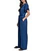 Donna Karan DKNY by Donna Karan Utility Glaze Dressing Short Sleeve Jumpsuit, Color:Cadet Blue - Image 3