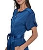 Donna Karan DKNY by Donna Karan Utility Glaze Dressing Short Sleeve Jumpsuit, Color:Cadet Blue - Image 5