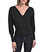 DKNY by Donna Karan V-Neck Extended Cuff Dolman Sleeve Sweater - Image 1