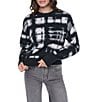 DKNY by Donna Karan Woven Brushed Plaid Crew Neck Long Sleeve Sweater Top - Image 1