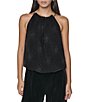 DKNY by Donna Karan Woven Firework Embellished Halter Neck Sleeveless Top - Image 1