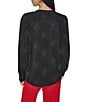 DKNY by Donna Karan Woven Firework Embellishment Long Sleeve Button Front Blouse - Image 2