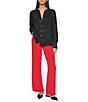 DKNY by Donna Karan Woven Firework Embellishment Long Sleeve Button Front Blouse - Image 4