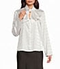 DKNY by Donna Karan Woven Jacquard Tie Neck Long Sleeve Pullover Blouse - Image 1