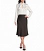 DKNY by Donna Karan Woven Jacquard Tie Neck Long Sleeve Pullover Blouse - Image 3
