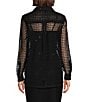 DKNY by Donna Karan Woven Mesh Sequin Point Collar Long Sleeve Button Front Shirt - Image 2