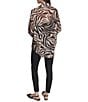 Donna Karan DKNY by Donna Karan Zebra Print Crinkle Chiffon Long Sleeve Collared Button Front Blouse, Color:Blurred Zebra - Image 2