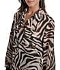 Donna Karan DKNY by Donna Karan Zebra Print Crinkle Chiffon Long Sleeve Collared Button Front Blouse, Color:Blurred Zebra - Image 5