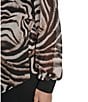 Donna Karan DKNY by Donna Karan Zebra Print Crinkle Chiffon Long Sleeve Collared Button Front Blouse, Color:Blurred Zebra - Image 6