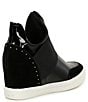 Color:Black - Image 2 - Cailin Leather and Suede Wedge Sneakers