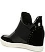 Color:Black - Image 3 - Cailin Leather and Suede Wedge Sneakers