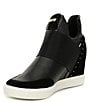 Color:Black - Image 4 - Cailin Leather and Suede Wedge Sneakers