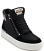Color:Black/Dark Gunmetal - Image 1 - Cindell High-Top Canvas Lace-Up Sneakers