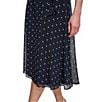 Color:Navy/Cream - Image 5 - Collar V-Neck Dotted Chiffon Short Ruched Sleeve Tie Waist A-Line Midi Dress