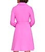 Color:Cosmic Pink - Image 2 - Collared Surplice V-Neckline Long Sleeve Dress