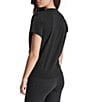 Donna Karan DKNY by Donna Karan Crew Neck Short Sleeve Knot Front Tee Shirt, Color:Black - Image 2