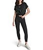 Donna Karan DKNY by Donna Karan Crew Neck Short Sleeve Knot Front Tee Shirt, Color:Black - Image 3