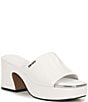 Color:Bright White - Image 1 - Desirae Leather Platform Slide Sandals